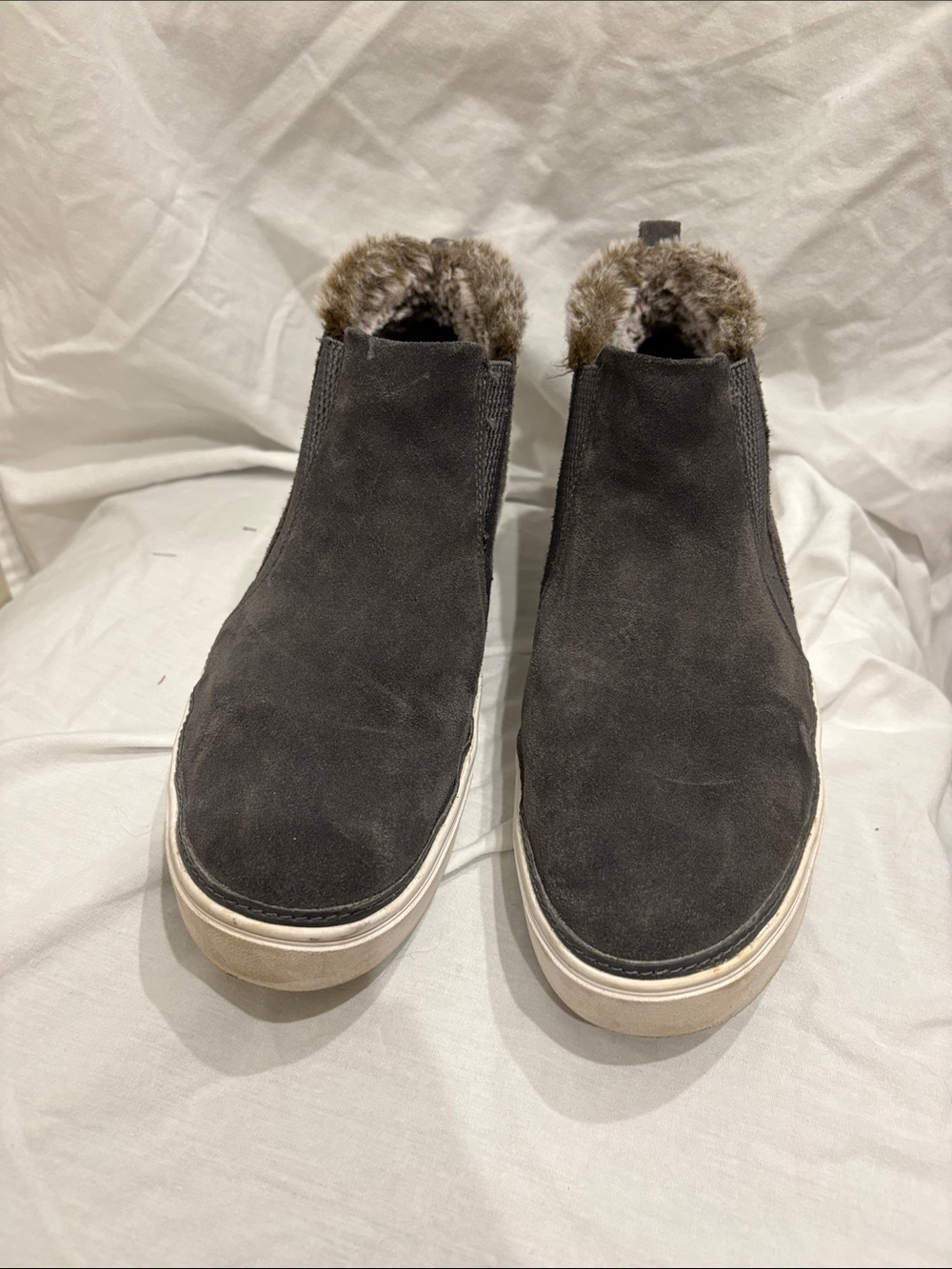 Toms Brown Faux-Fur Chelsea Slip-On Booties